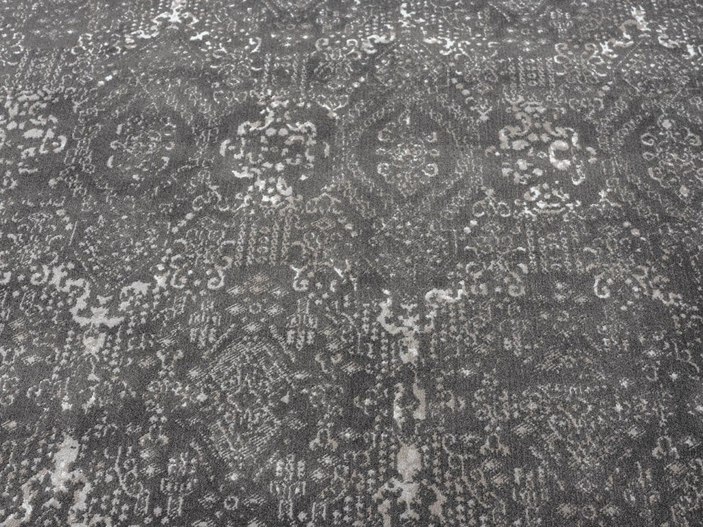 Dalma Charcoal Grey And Ivory Traditional Distressed Rug