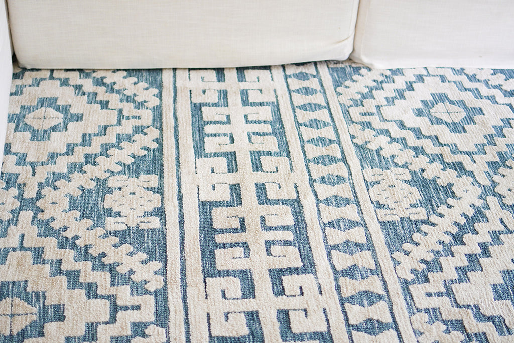 Daphne Blue Tribal Textured Rug