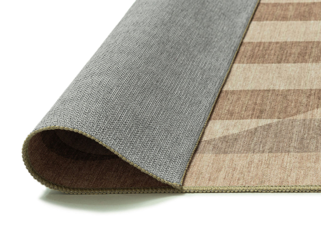 Delos Warm Sand and Soft Taupe Striped Indoor Outdoor Rug