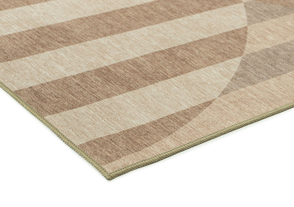 Delos Warm Sand and Soft Taupe Striped Indoor Outdoor Rug