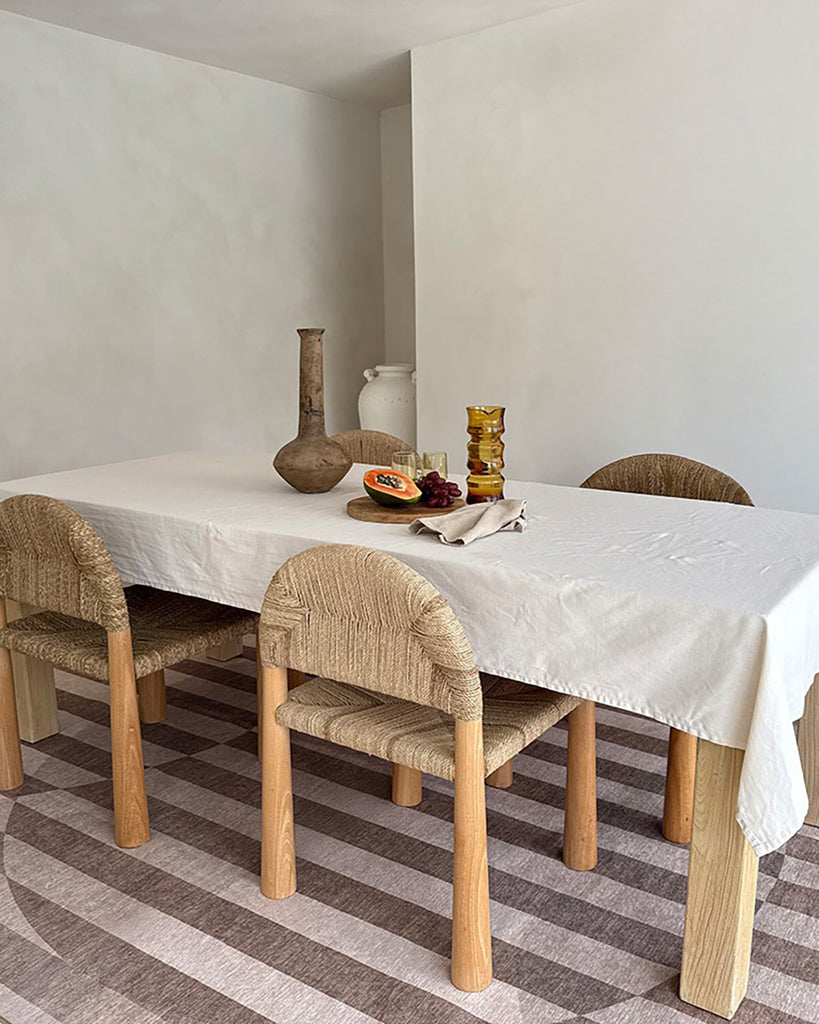 Delos Warm Sand and Soft Taupe Striped Indoor Outdoor Rug