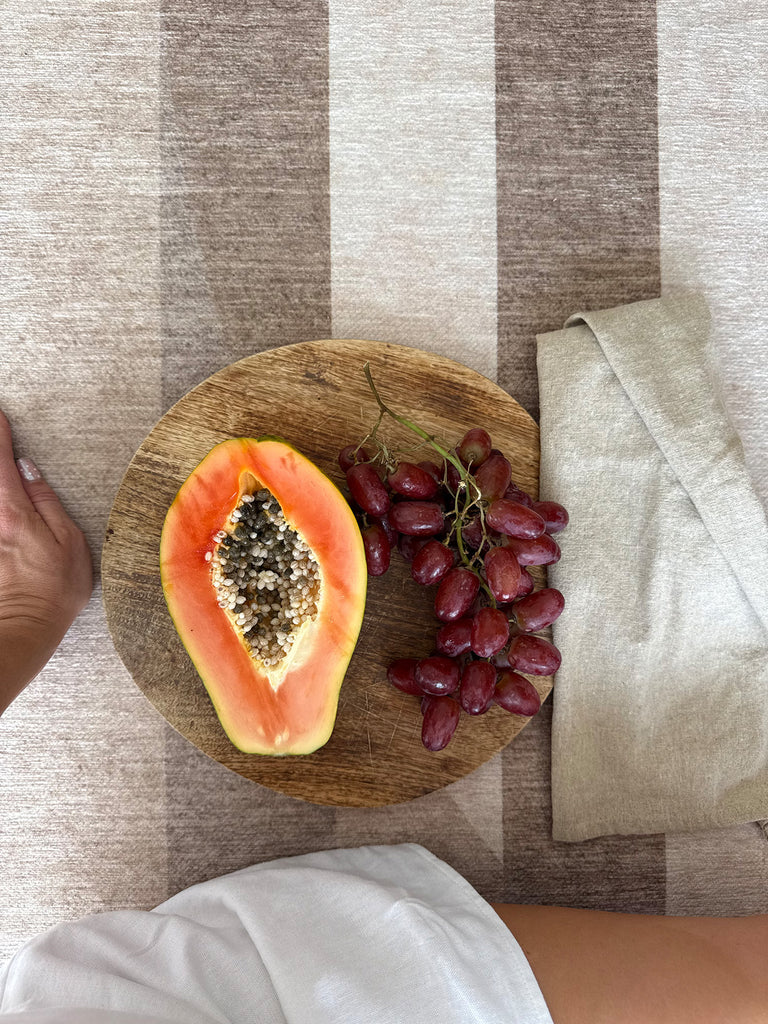 Delos Warm Sand and Soft Taupe Striped Indoor Outdoor Rug