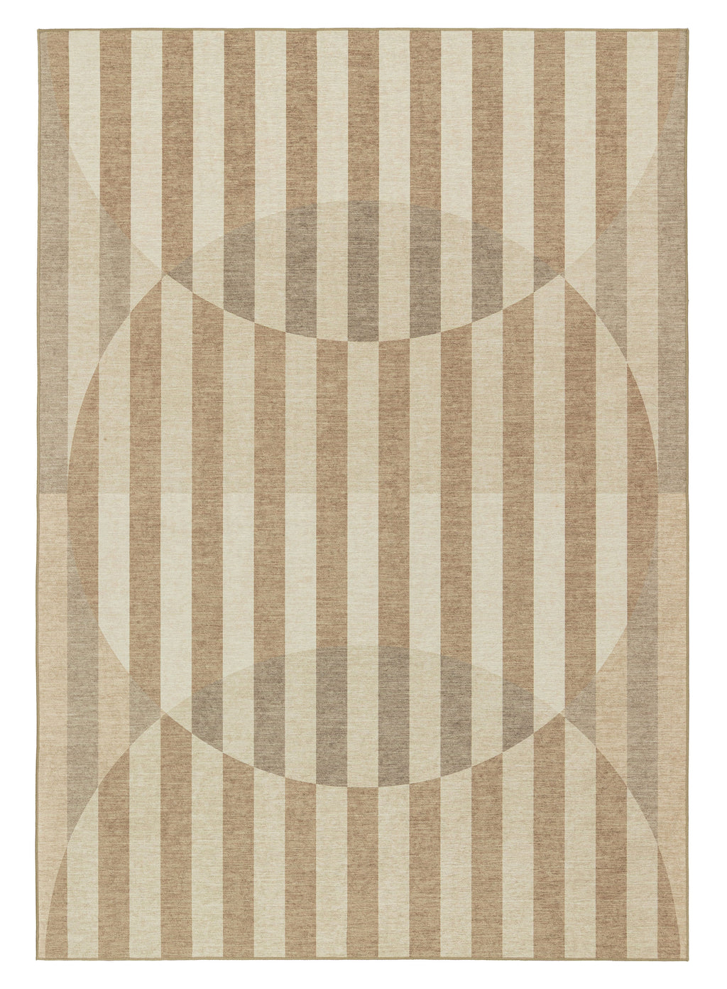 Delos Warm Sand and Soft Taupe Striped Indoor Outdoor Rug