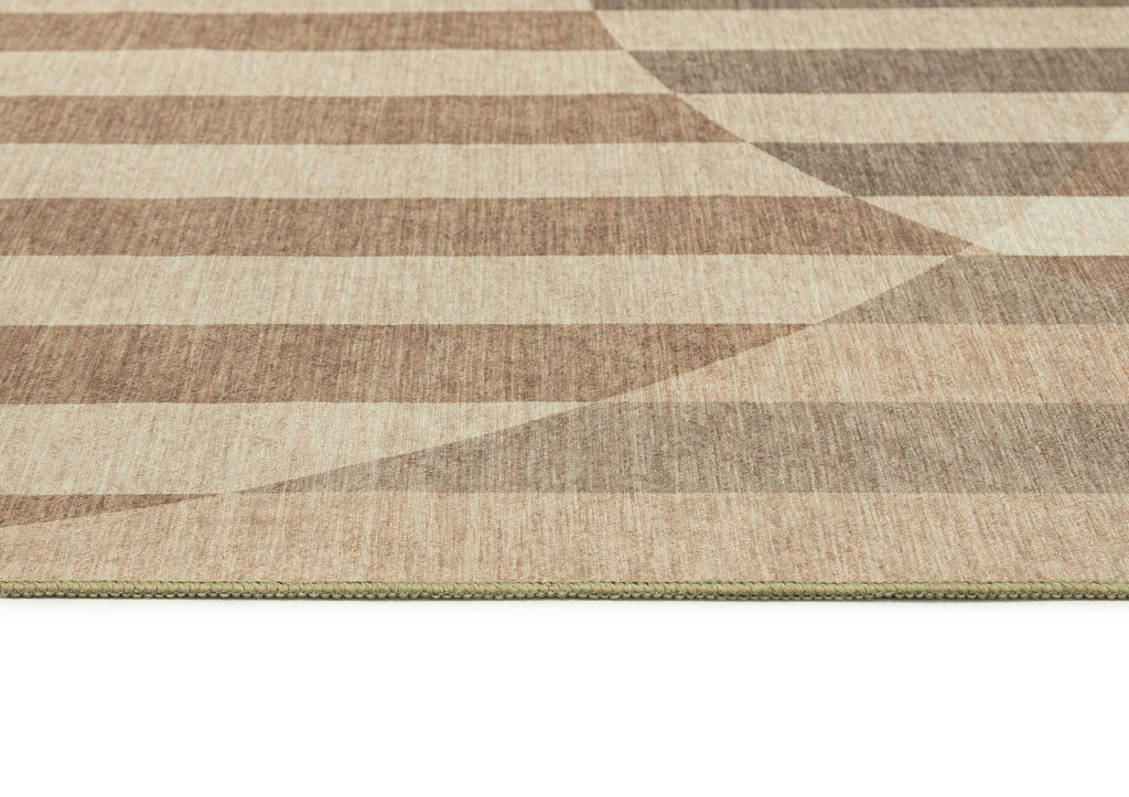 Delos Warm Sand and Soft Taupe Striped Indoor Outdoor Rug