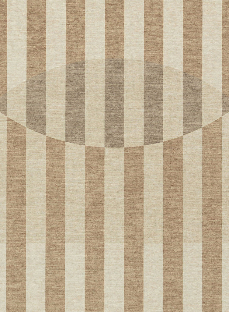Delos Warm Sand and Soft Taupe Striped Indoor Outdoor Rug