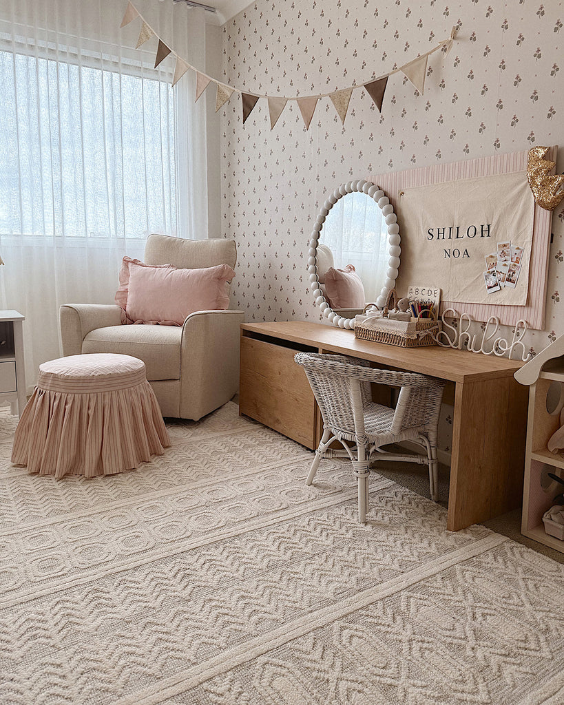 Delphine Ivory and Beige Tribal Transitional Rug