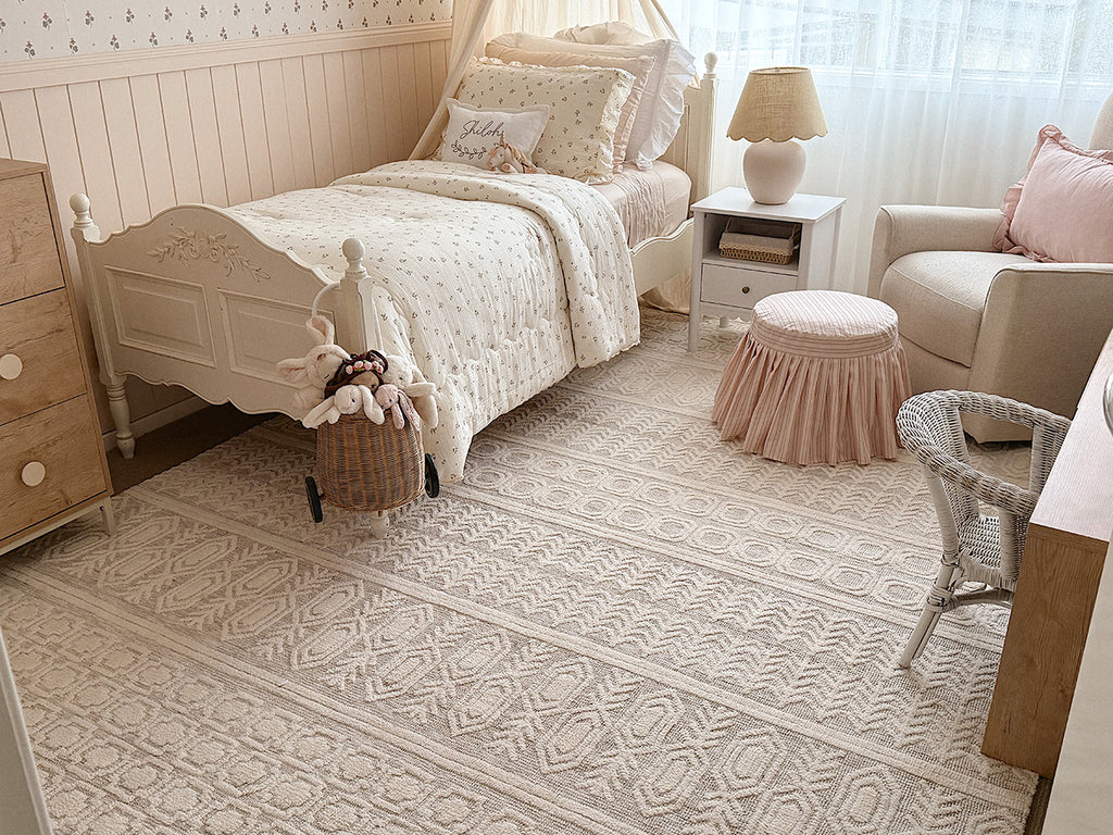 Delphine Ivory and Beige Tribal Transitional Rug