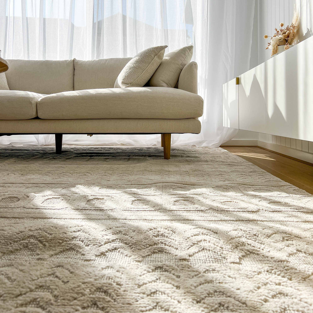 Delphine Ivory and Beige Tribal Transitional Rug