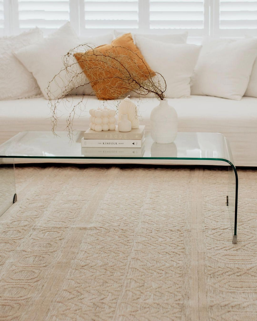 Delphine Ivory and Beige Tribal Transitional Rug