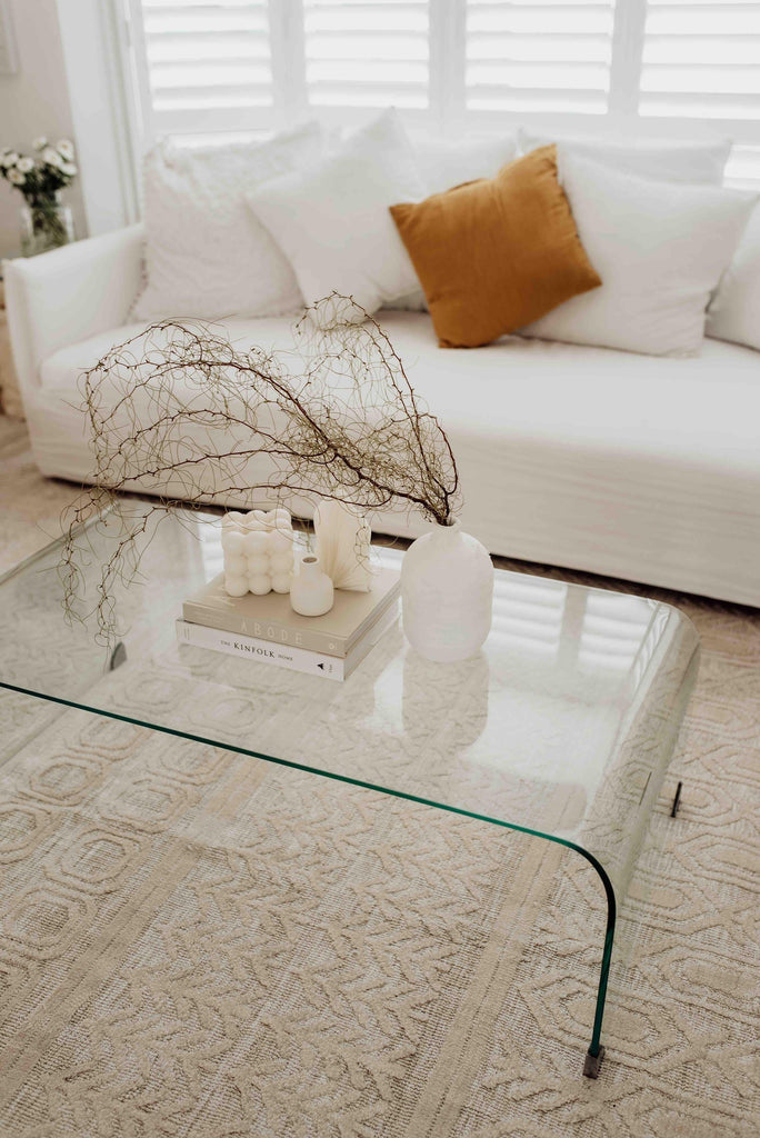 Delphine Ivory and Beige Tribal Transitional Rug