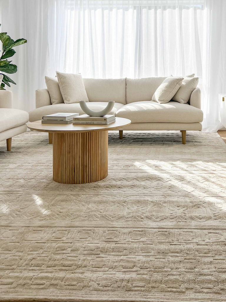 Delphine Ivory and Beige Tribal Transitional Rug