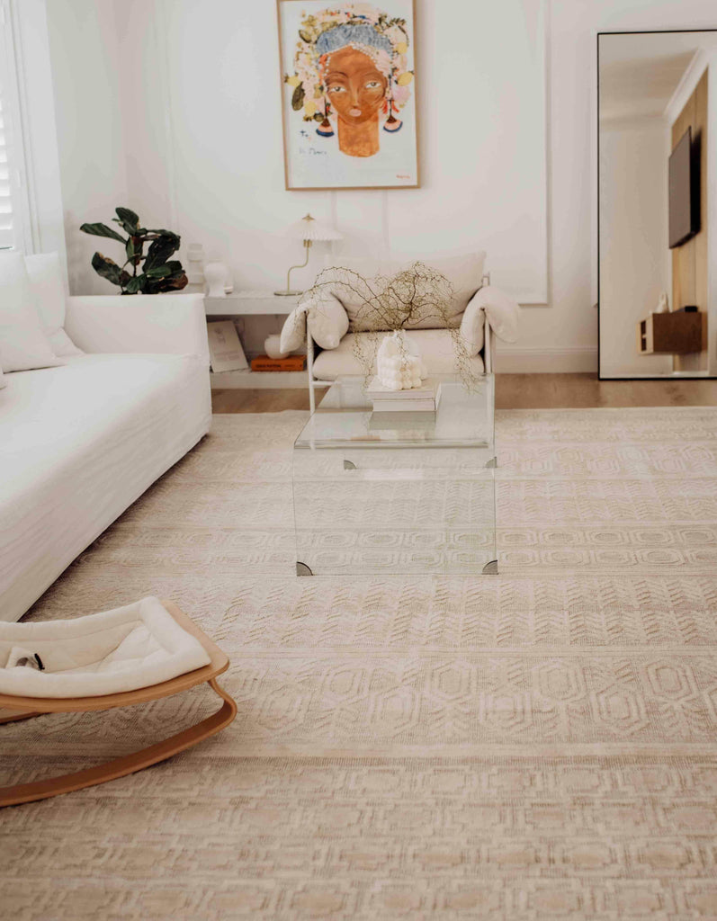 Delphine Ivory and Beige Tribal Transitional Rug