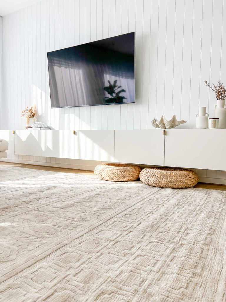 Delphine Ivory and Beige Tribal Transitional Rug