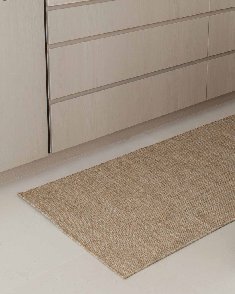 Dune Natural Beige Woven Indoor Outdoor Runner Rug