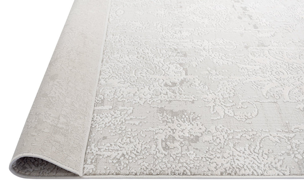 Ellery Grey Ivory Distressed Floral Rug