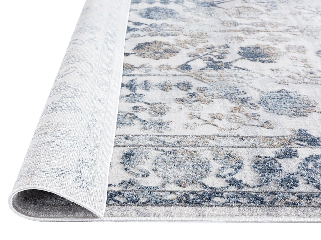 Elletra Cream And Navy Floral Motif Runner Rug *NO RETURNS UNLESS FAULTY