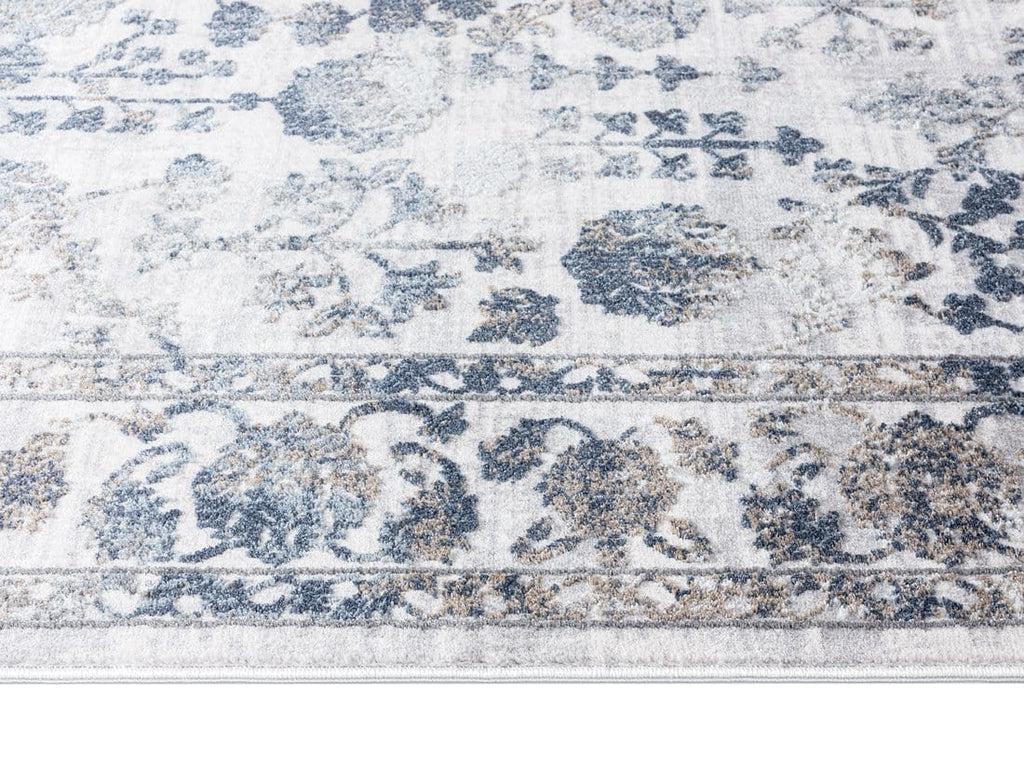 Elletra Cream And Navy Floral Motif Runner Rug *NO RETURNS UNLESS FAULTY