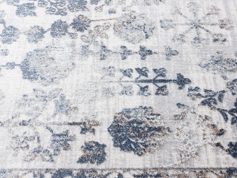 Elletra Cream And Navy Floral Motif Runner Rug *NO RETURNS UNLESS FAULTY