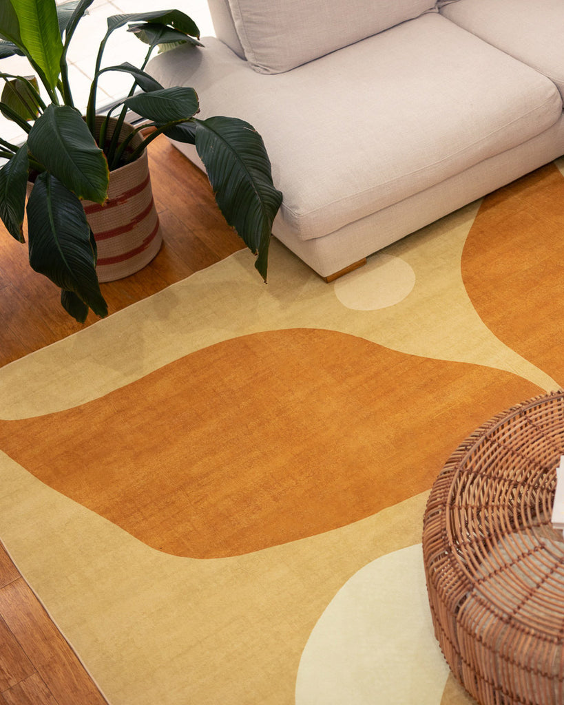 Ellie Mustard Botanical Washable Rug