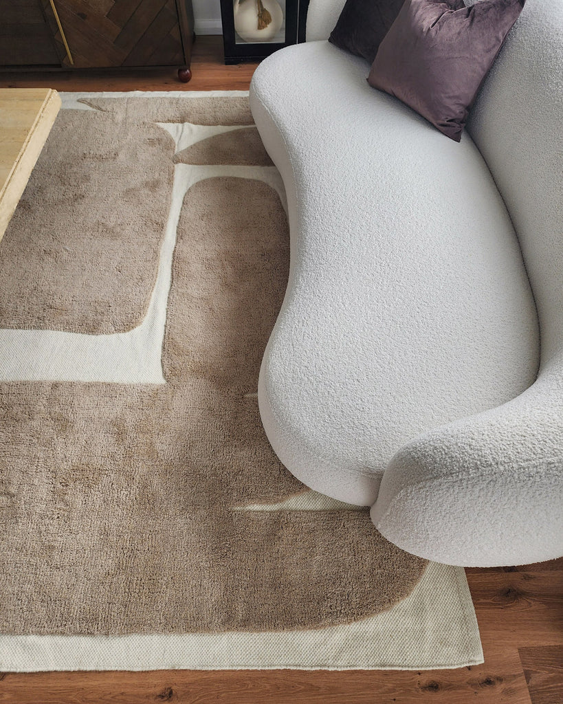 Eluru Taupe Abstract Washable Wool Rug