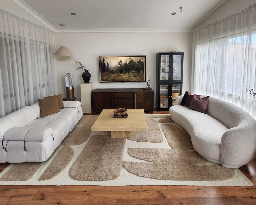 Eluru Taupe Abstract Washable Wool Rug