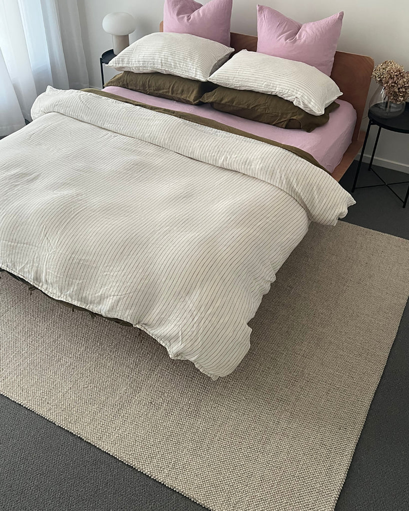 Eminah Cream Beige Handmade Wool Rug