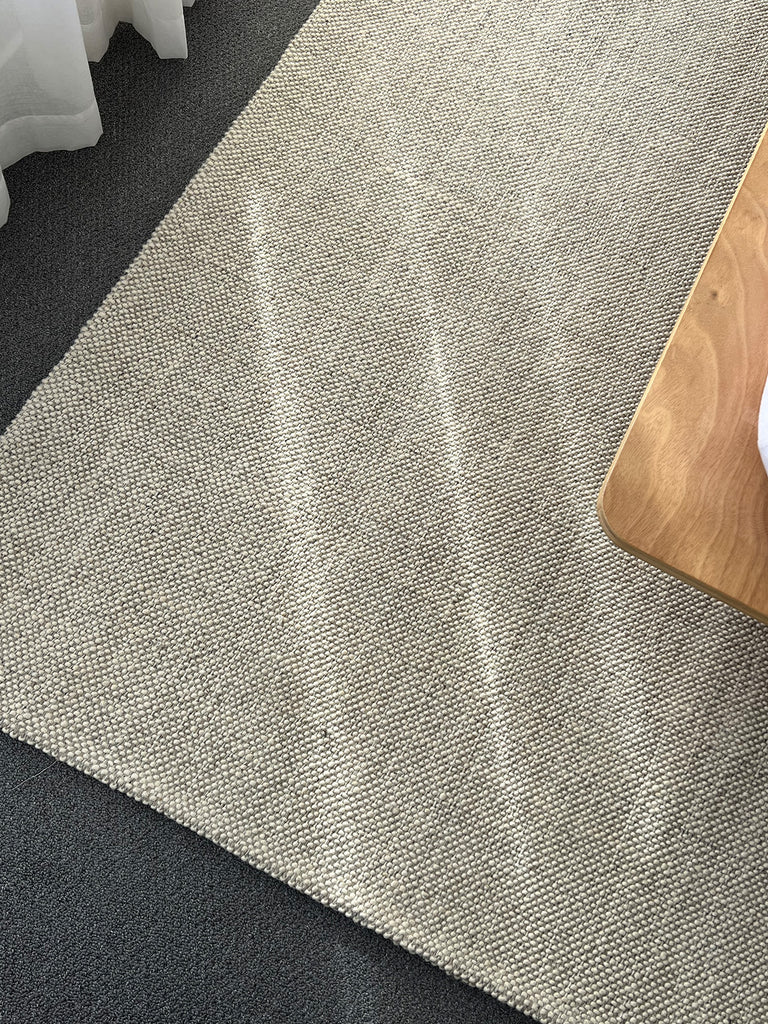 Eminah Cream Beige Handmade Wool Rug