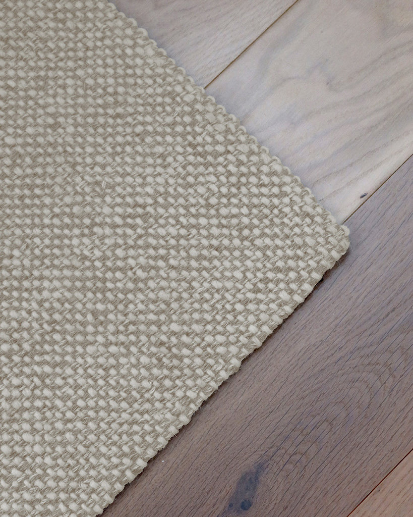 Eminah Cream Beige Handmade Wool Rug