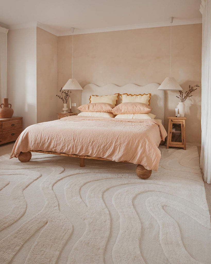 Eniko Abstract Cream Washable Wool Rug