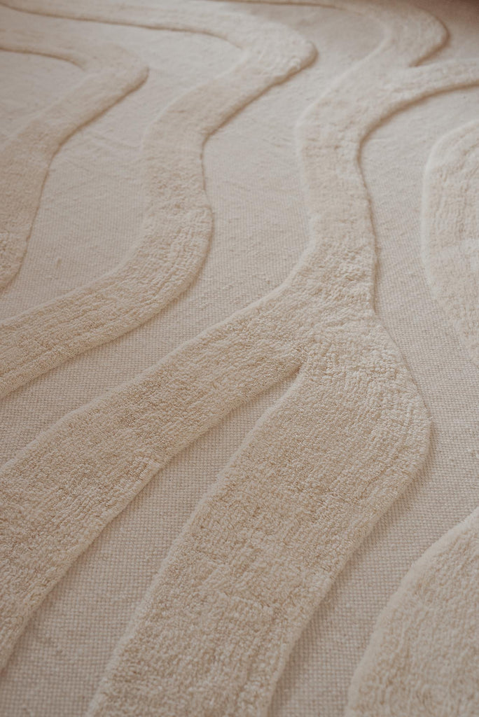 Eniko Abstract Cream Washable Wool Rug