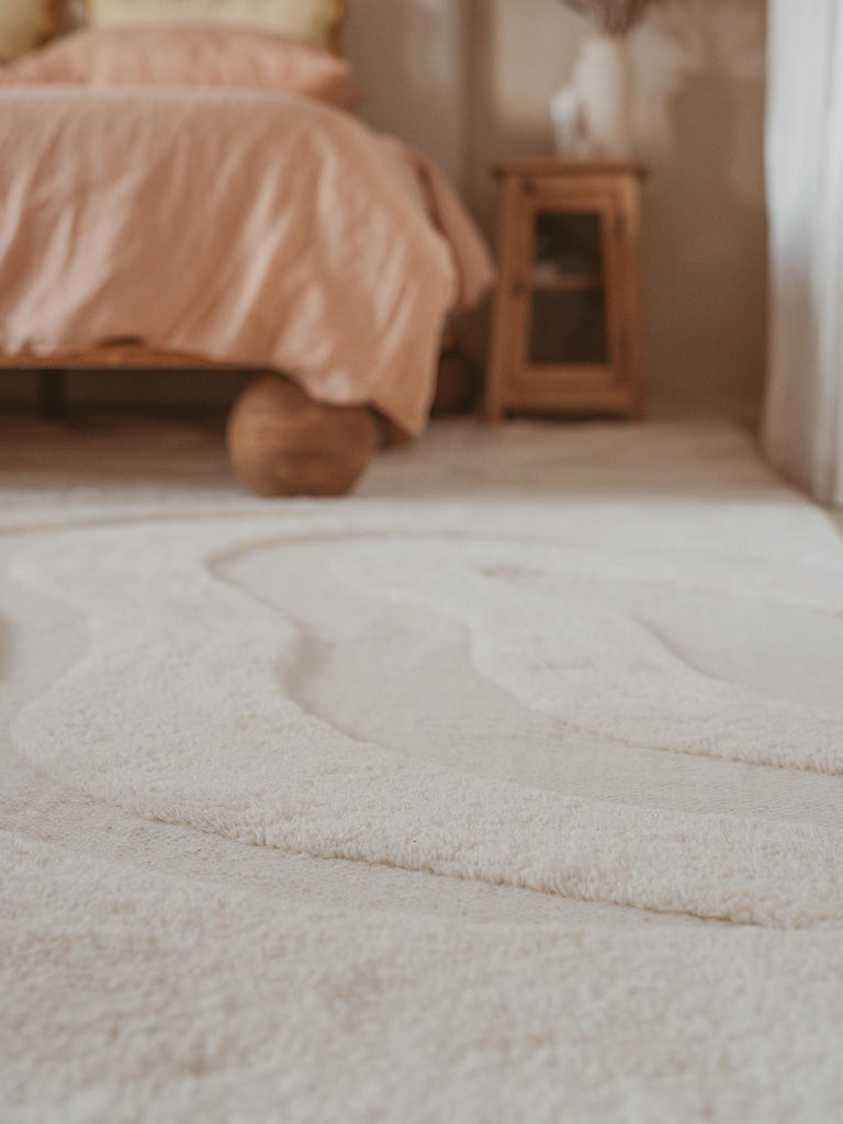 Eniko Abstract Cream Washable Wool Rug