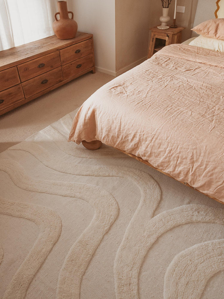 Eniko Abstract Cream Washable Wool Rug