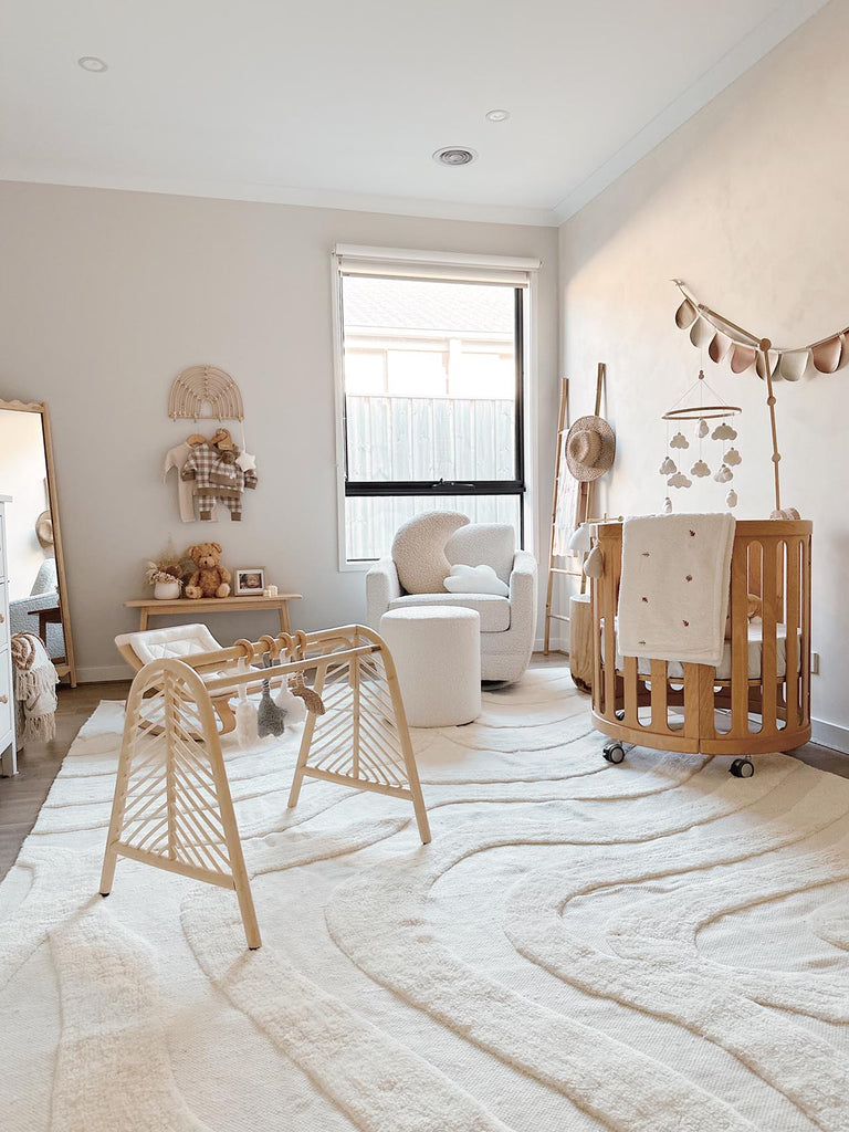 Eniko Abstract Cream Washable Wool Rug