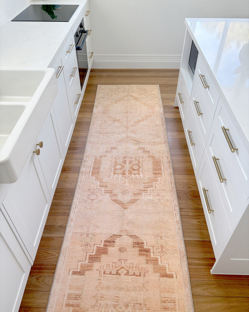 Esther Cream and Peach Tribal Washable Runner Rug