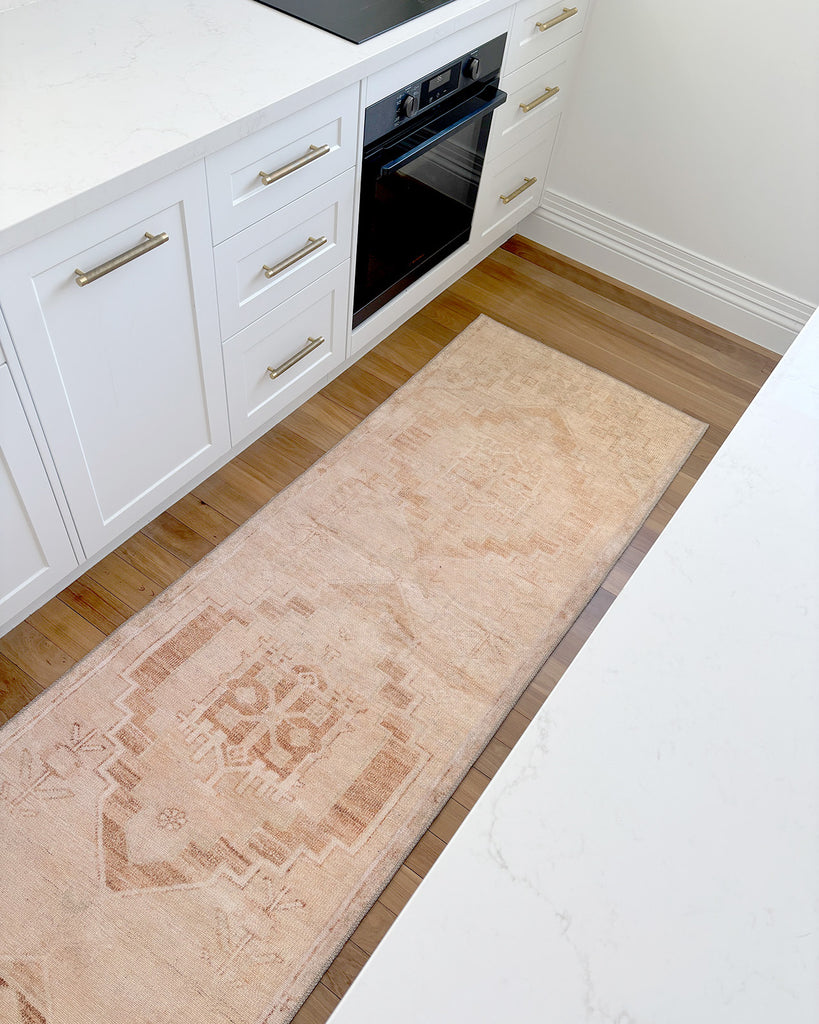 Esther Cream and Peach Tribal Washable Runner Rug
