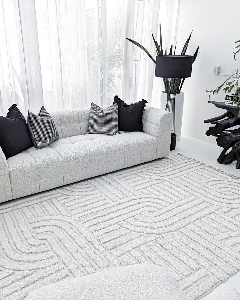 Etta Ivory Geometric Washable Rug