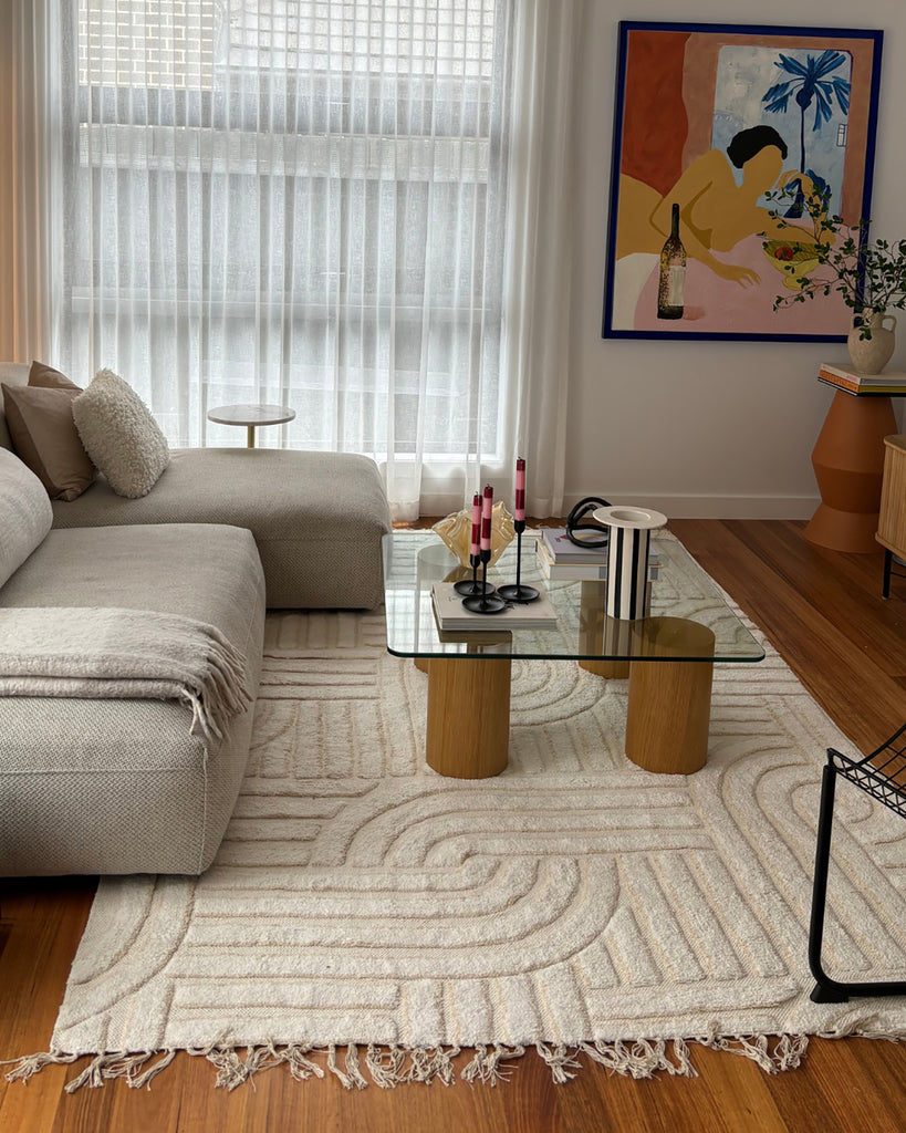 Etta Ivory Geometric Washable Rug