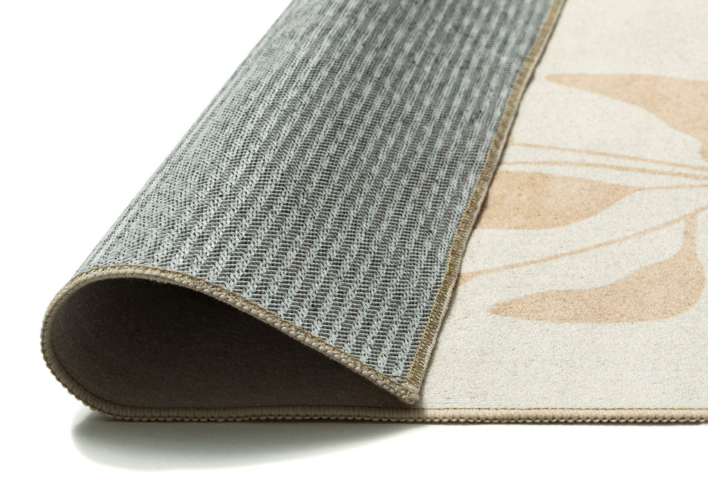 Eugenie Neutral Botanical Border Washable Rug