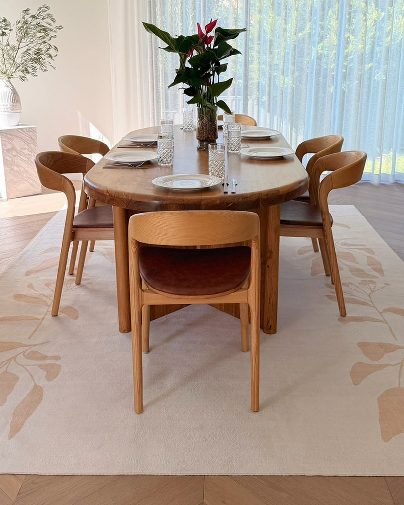 Eugenie Neutral Botanical Border Washable Rug
