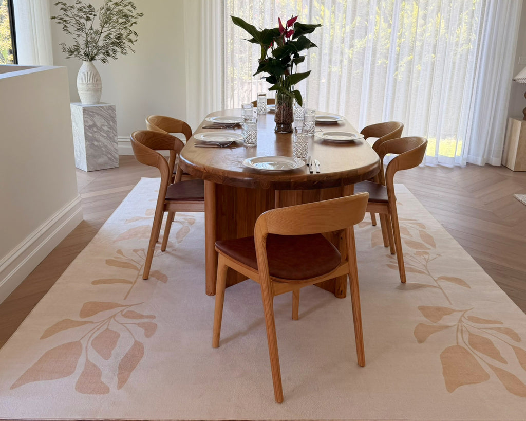 Eugenie Neutral Botanical Border Washable Rug