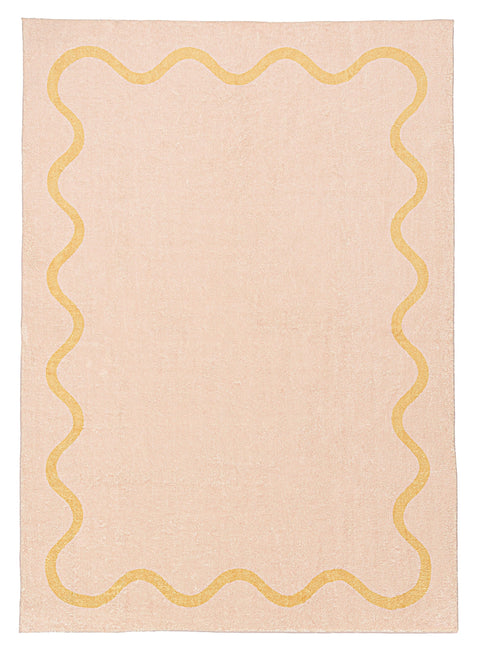 Eva Pink and Yellow Wiggle Bordered Washable Rug
