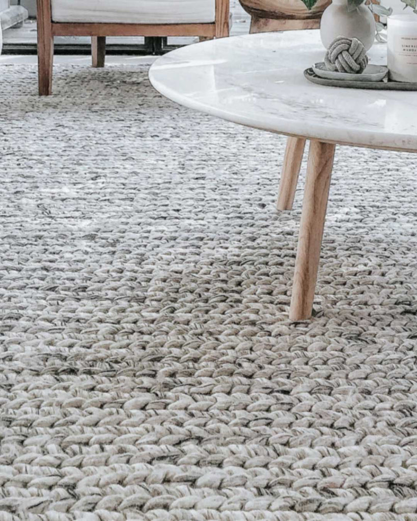 Farrah Marble Grey Braided Wool Rug