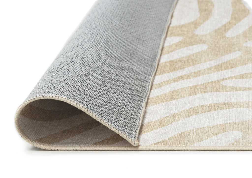 Faya Beige Palm Print Washable Rug