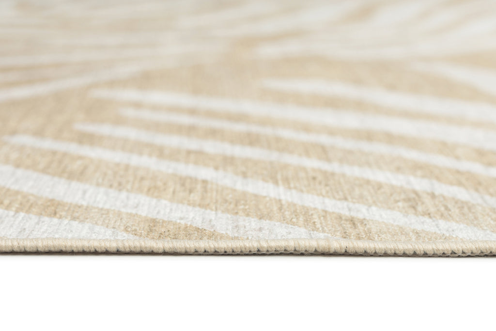 Faya Beige Palm Print Washable Rug