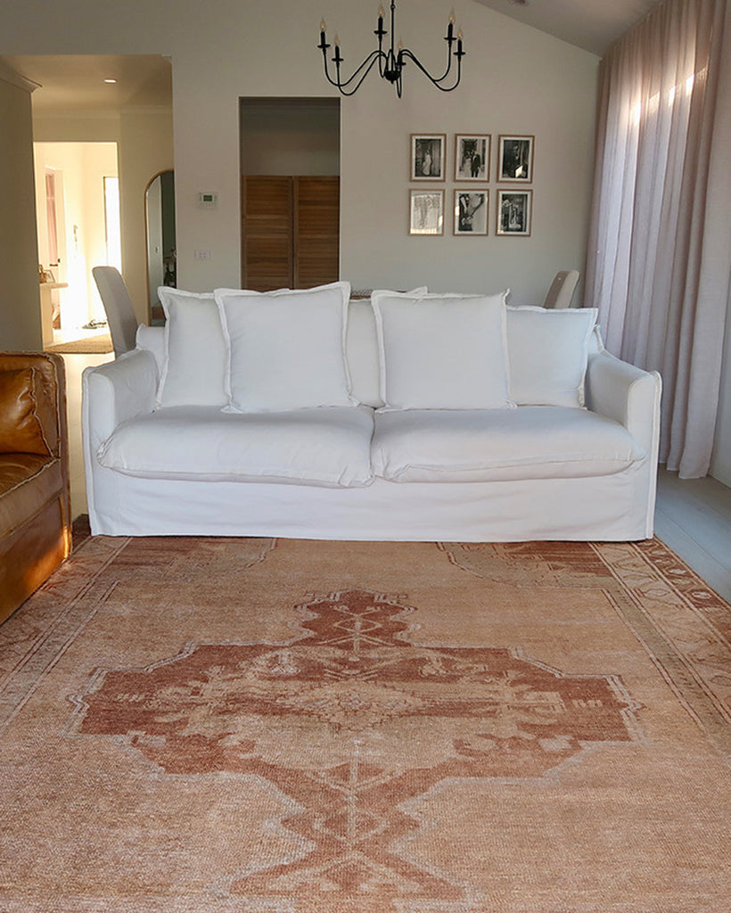 Feliza Cream and Rust Medallion Washable Rug