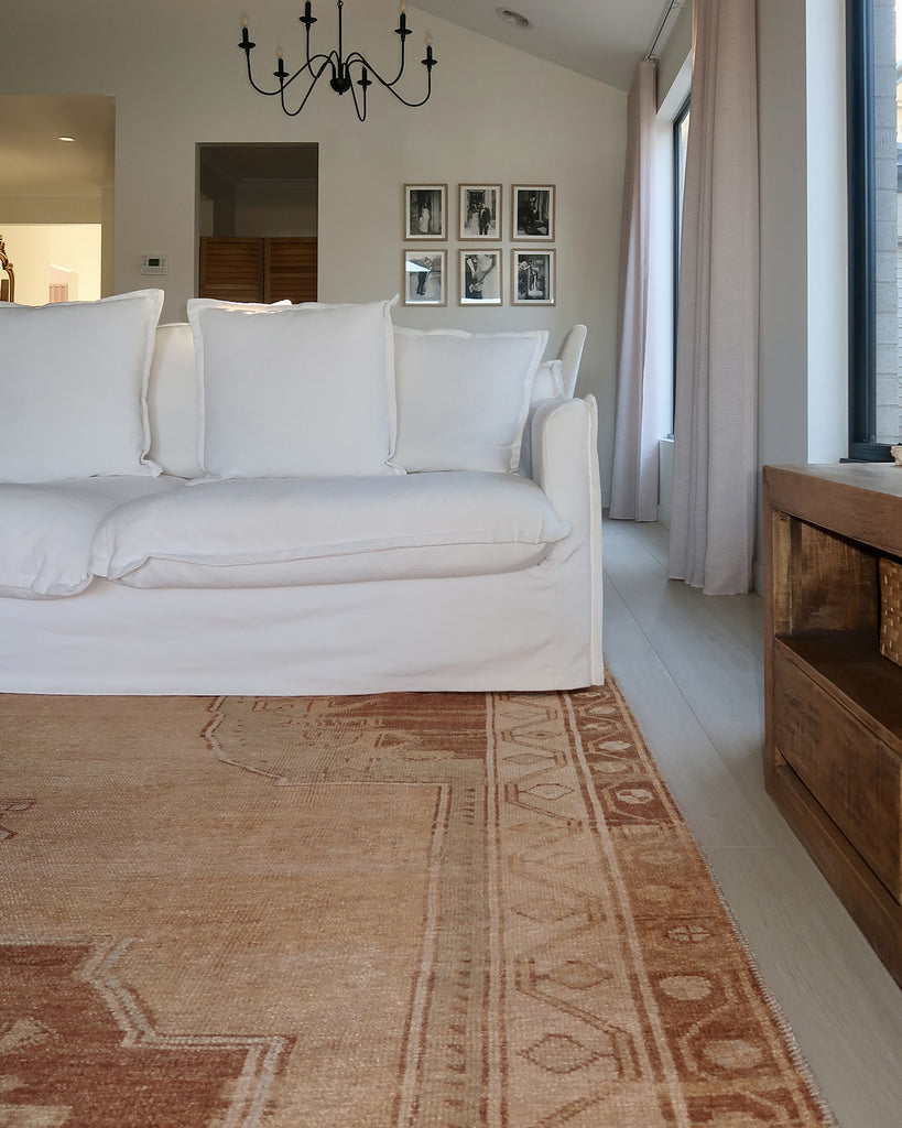 Feliza Cream and Rust Medallion Washable Rug