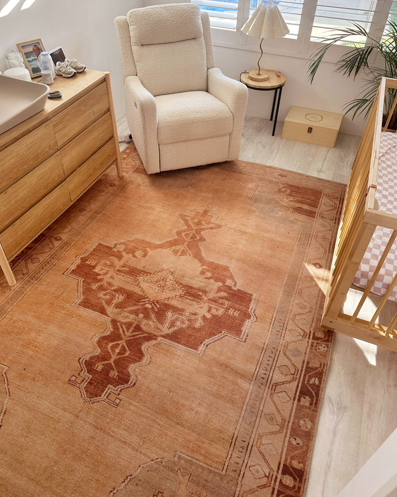 Feliza Cream and Rust Medallion Washable Rug