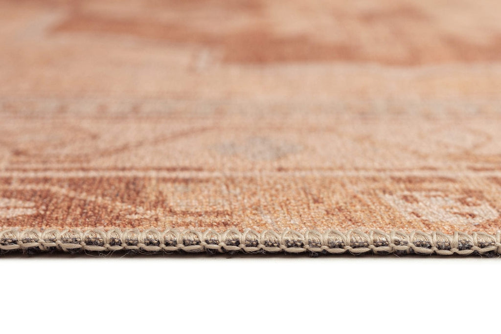 Feliza Cream and Rust Medallion Washable Rug