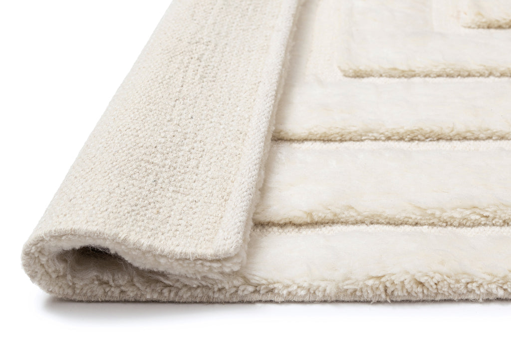 Fontana Ivory Abstract Textured Wool Rug