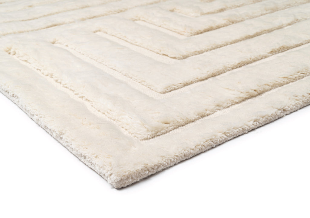 Fontana Ivory Abstract Textured Wool Rug